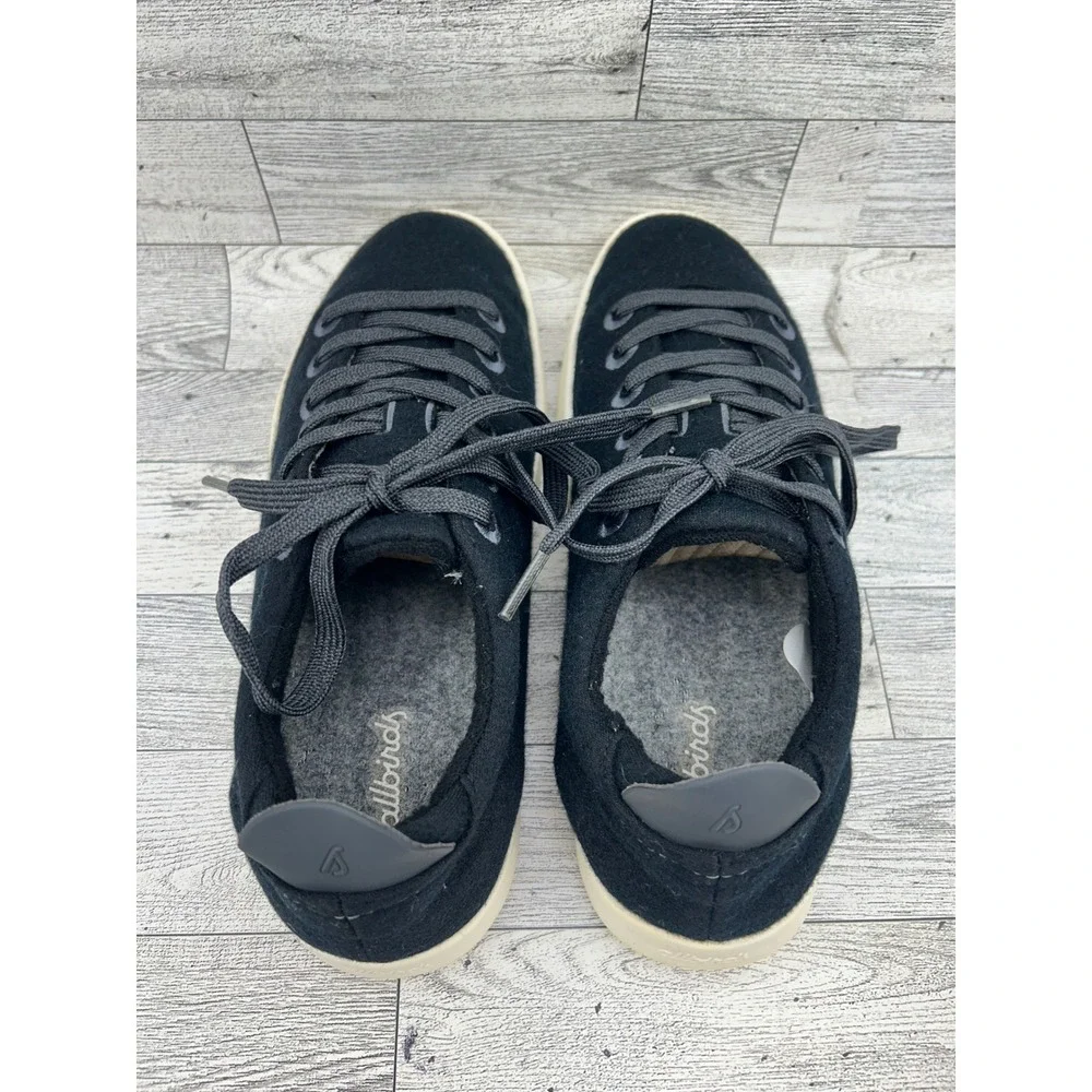 Allbirds Wool Pipers Women Sz 9 Black Merino Wool Low Top Sneakers Cream Sole